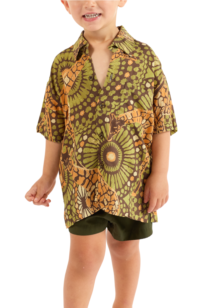 The Africa - Boys Hawaiian Shirt, Main, color, Brown