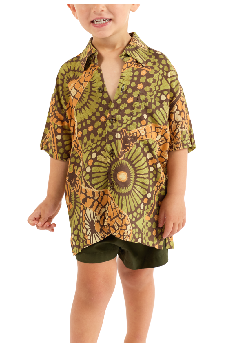 Kenny Flowers The Africa - Boys Hawaiian Shirt, Main, color, Brown