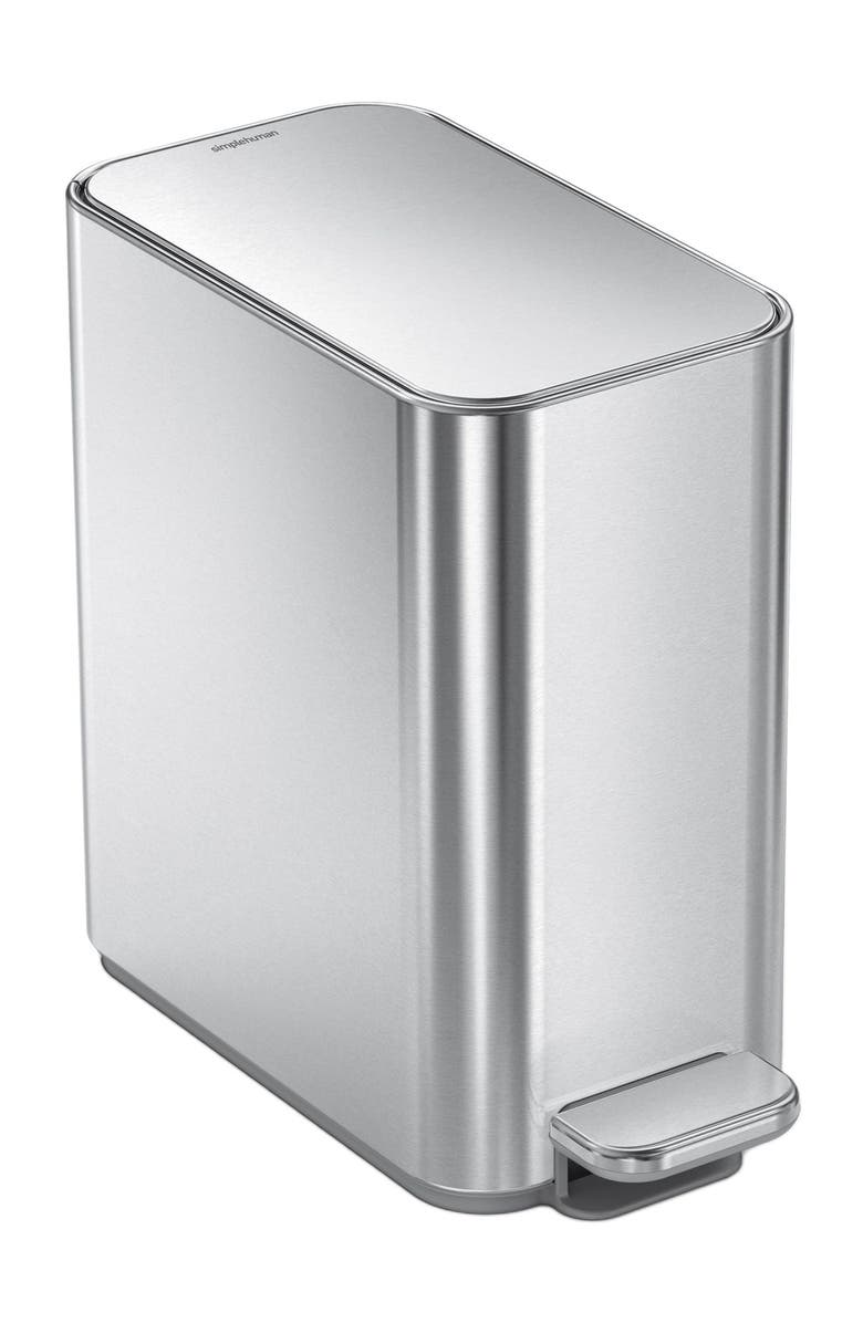 simplehuman 5L slim step can, Main, color, Brushed