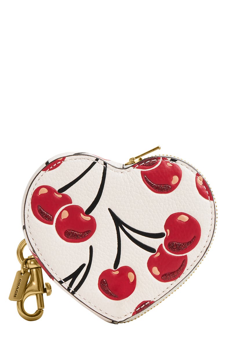 Cherry Print Leather Boxed Heart Coin Purse (Women) | Nordstrom