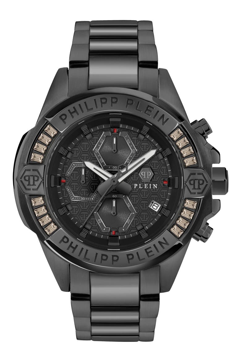 The $kull Chronograph Bracelet Watch, 44mm, Main, color, IP BLACK