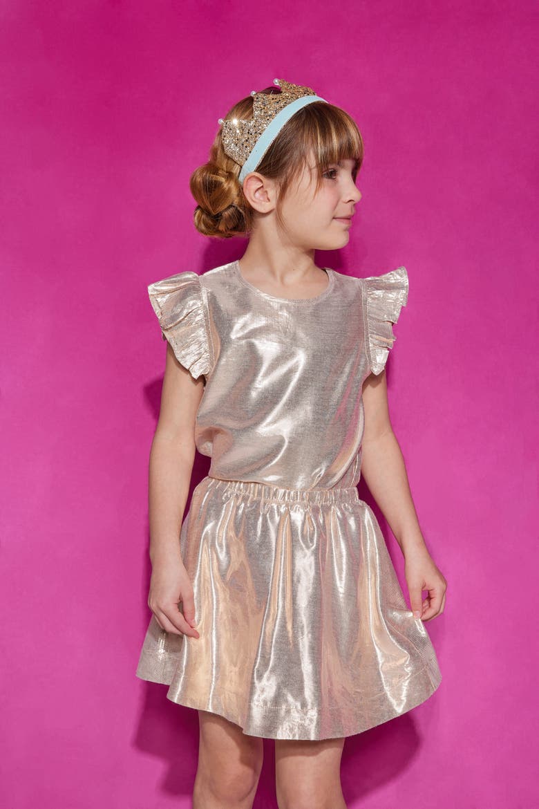Kids' Metallic Circle Skort, Alternate, color, Gilt