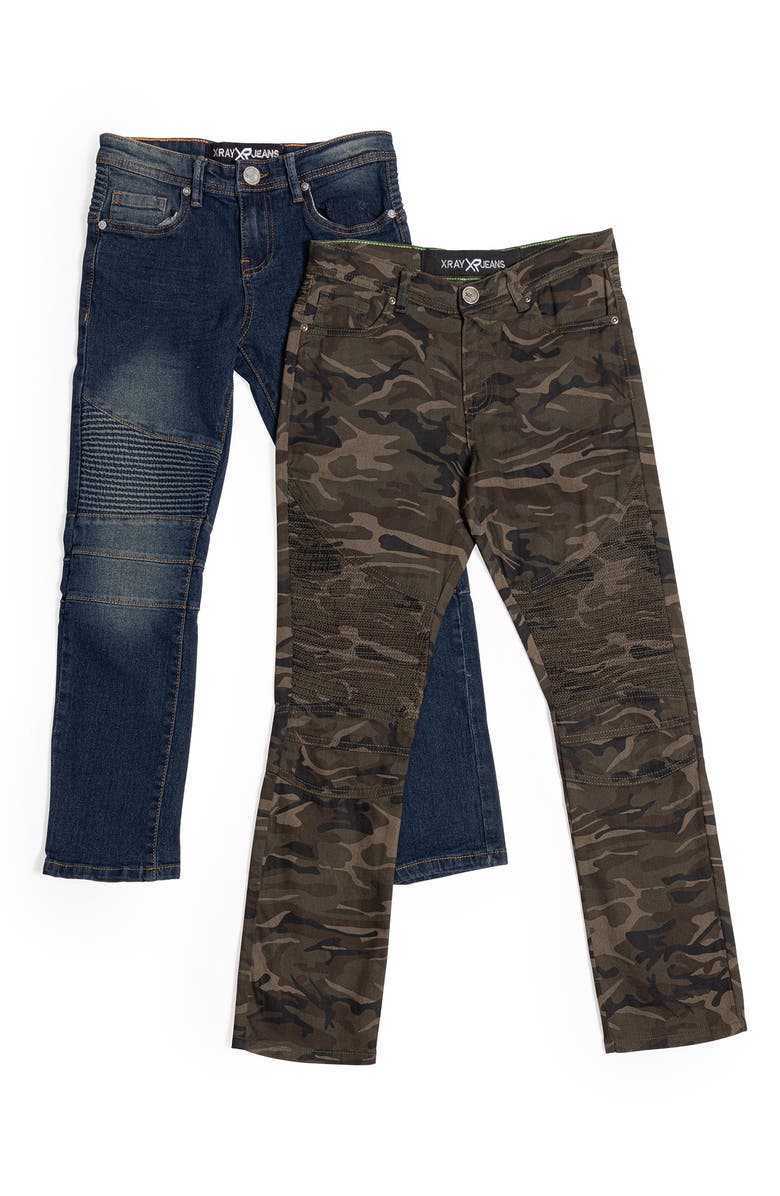 XRAY Kids' 2-Pack Stretch Jeans, Main, color, Indigo/ Olive Camo
