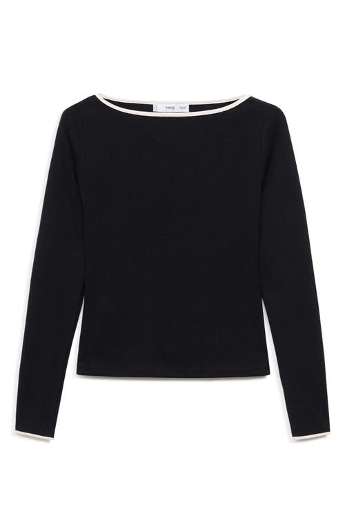 Mango Porta Stripe Cotton Long Sleeve T-shirt In Black