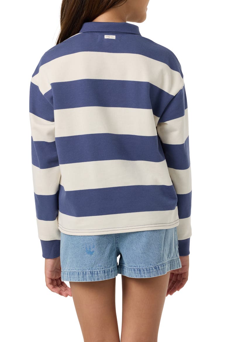 Kids' Kyra Striped Long Sleeve Polo, Alternate, color, NIGHTSHADOW BLUE