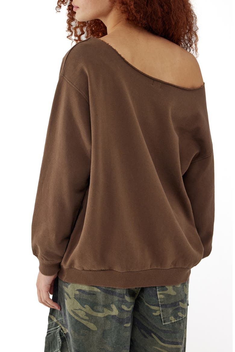 LIsboa Off the Shoulder Sweatshirt, Alternate, color, CHOCOLATE
