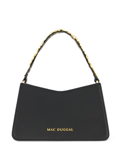 Gold Floral Strap Nappa Leather Shoulder Bag