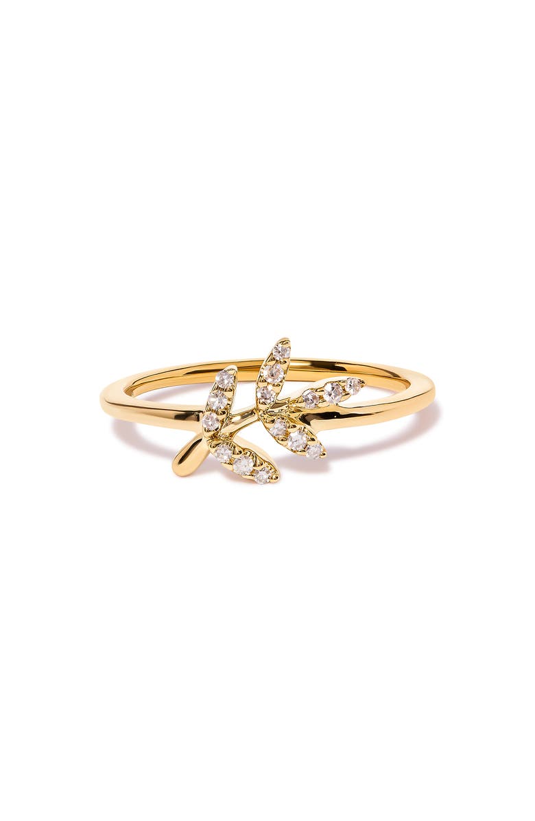 Haus of Brilliance 10K Yellow Gold 1/10 Cttw Diamond Leaf and Branch Ring, Main, color, Yellow
