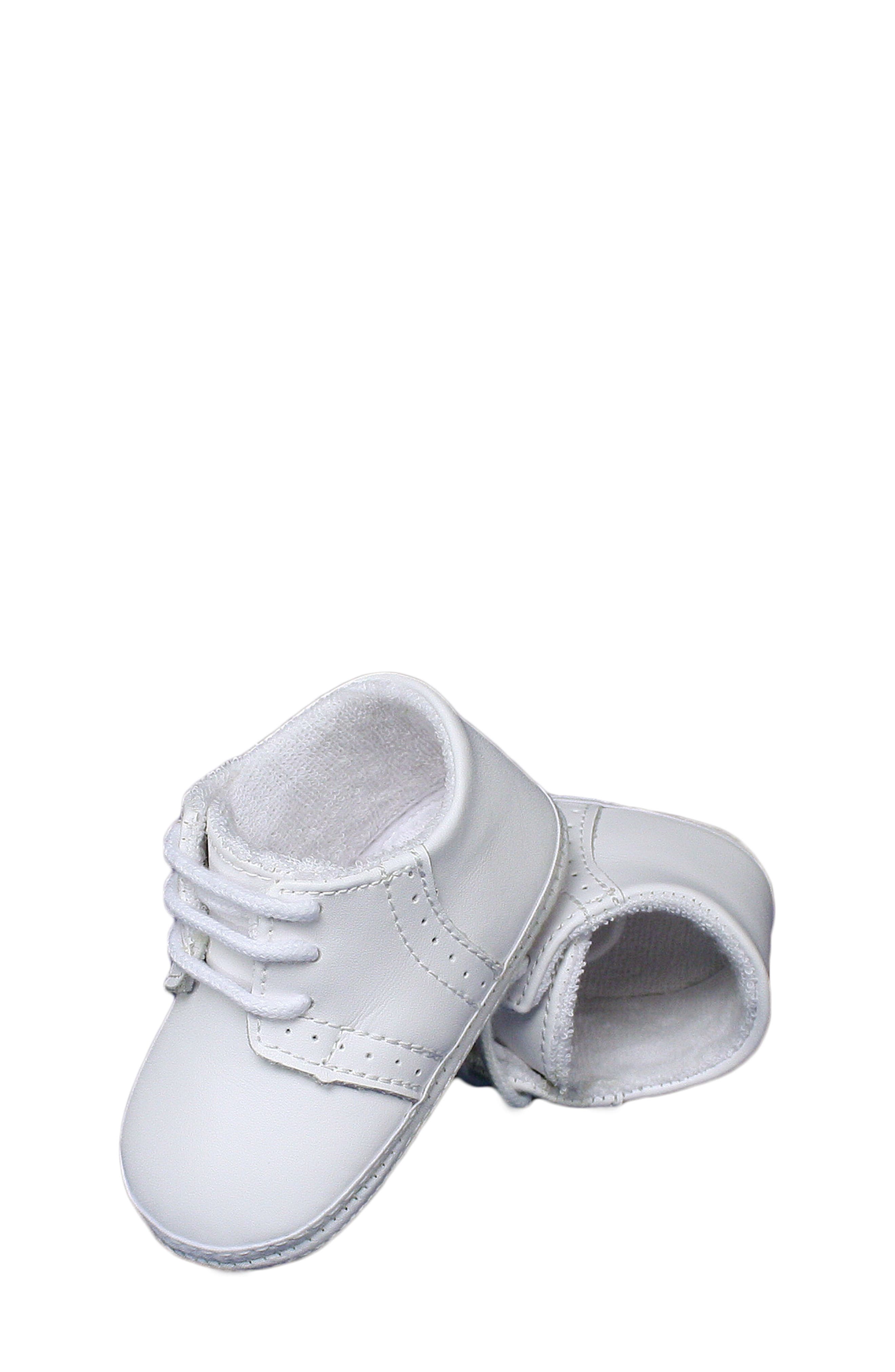Little Things Mean a Lot Leather Crib Shoe, Alternate, color, White