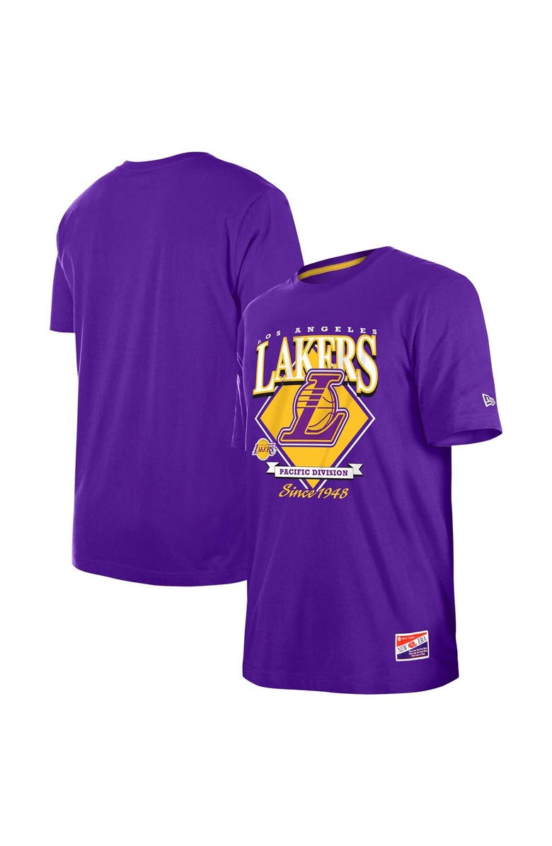 New Era Men's New Era Purple Los Angeles Lakers Throwback T-Shirt, Main, color, 