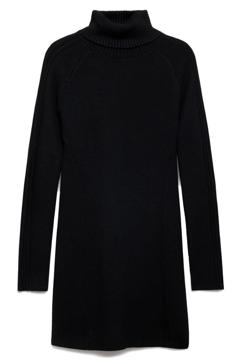 Turtleneck Long Sleeve Sweater Minidress, Alternate, color, BLACK