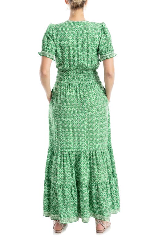 Max Studio Short Sleeve Tiered Maxi Dress In Amazon/cream Ukiyo