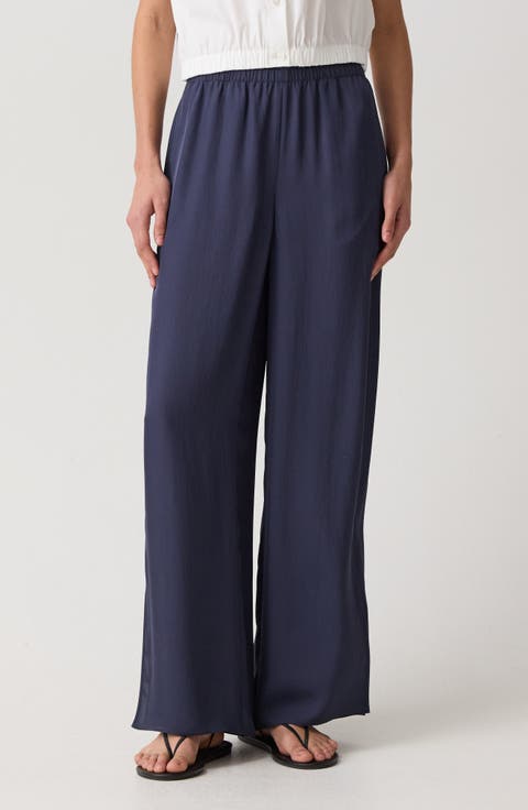 Slit Hem Wide Leg Pants