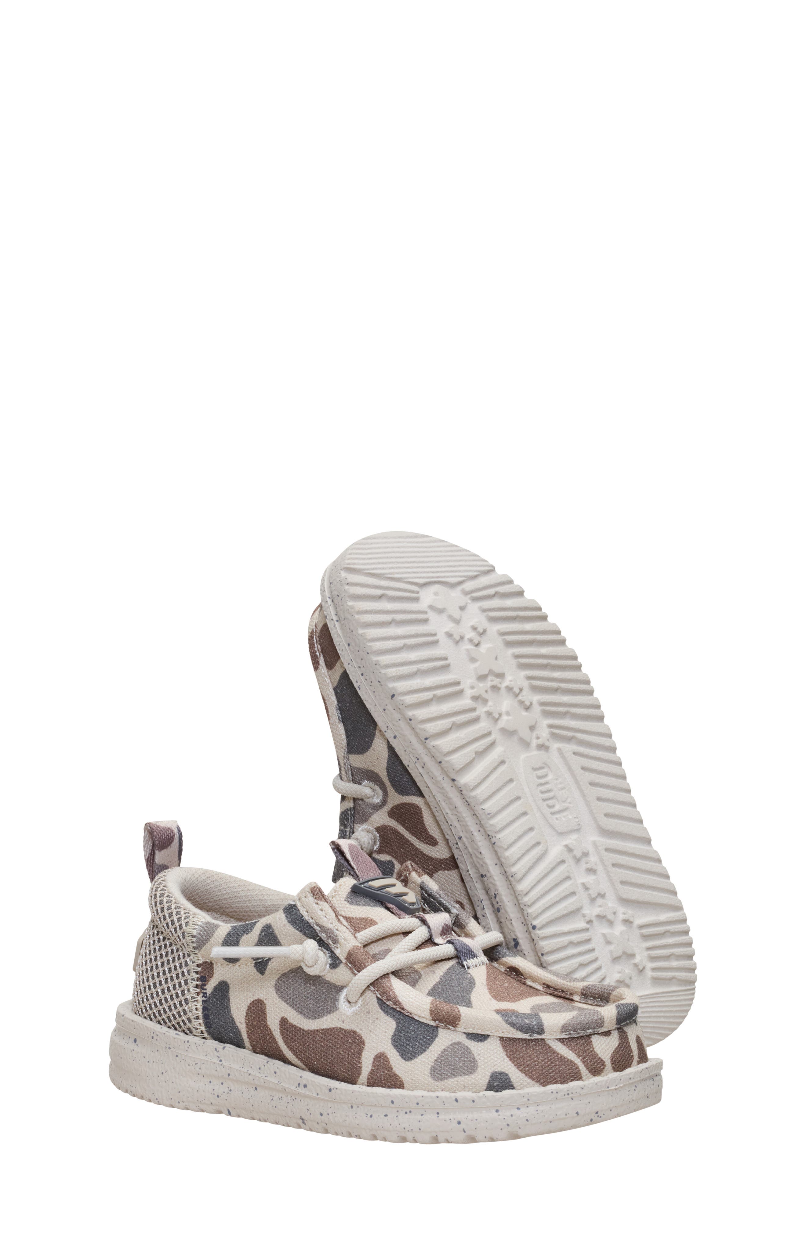 Hey Dude Kids' Wally Funk Burlebo Slip-On, Alternate, color, Taupe/ Camo