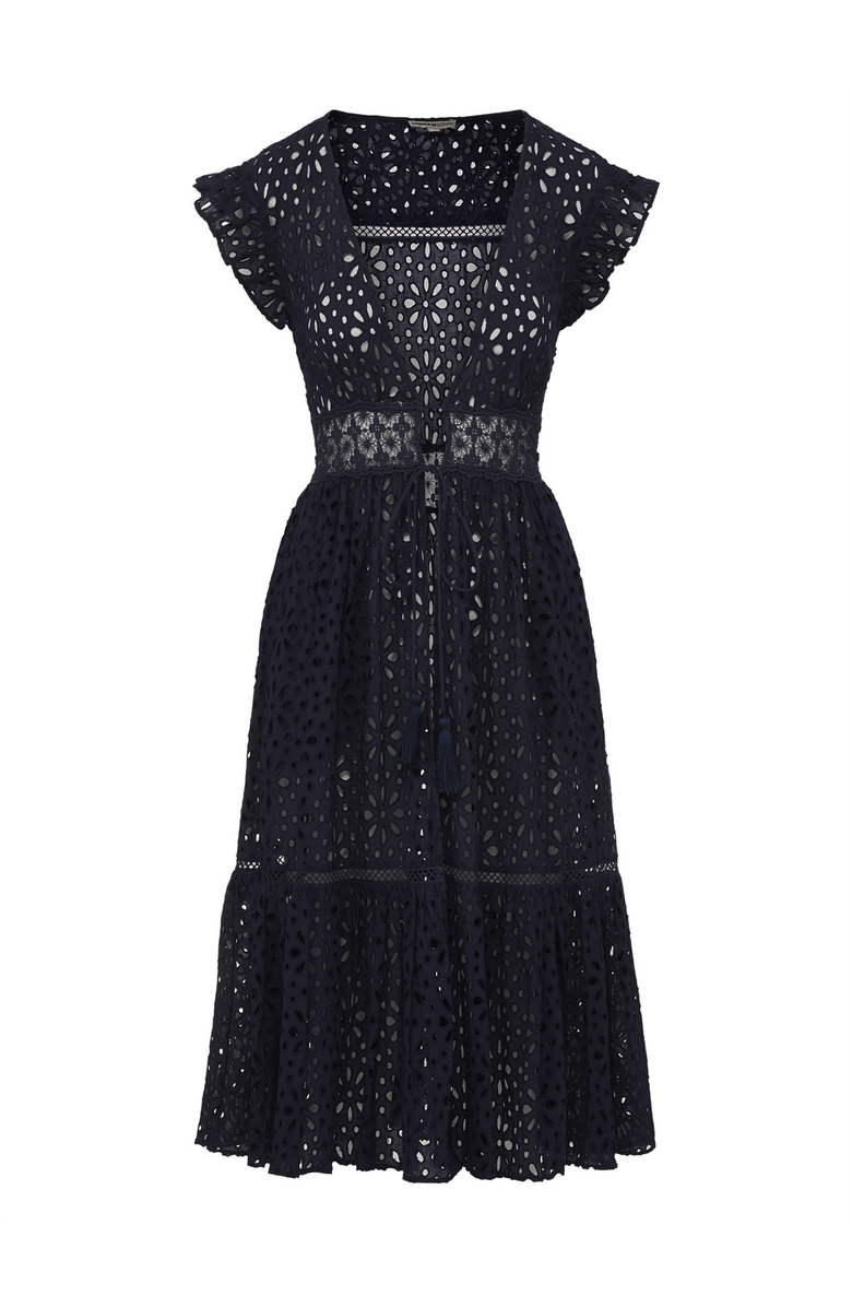 Change of Scenery Lauren Lace-Trim Eyelet Cover-up Dress, Main, color, Black