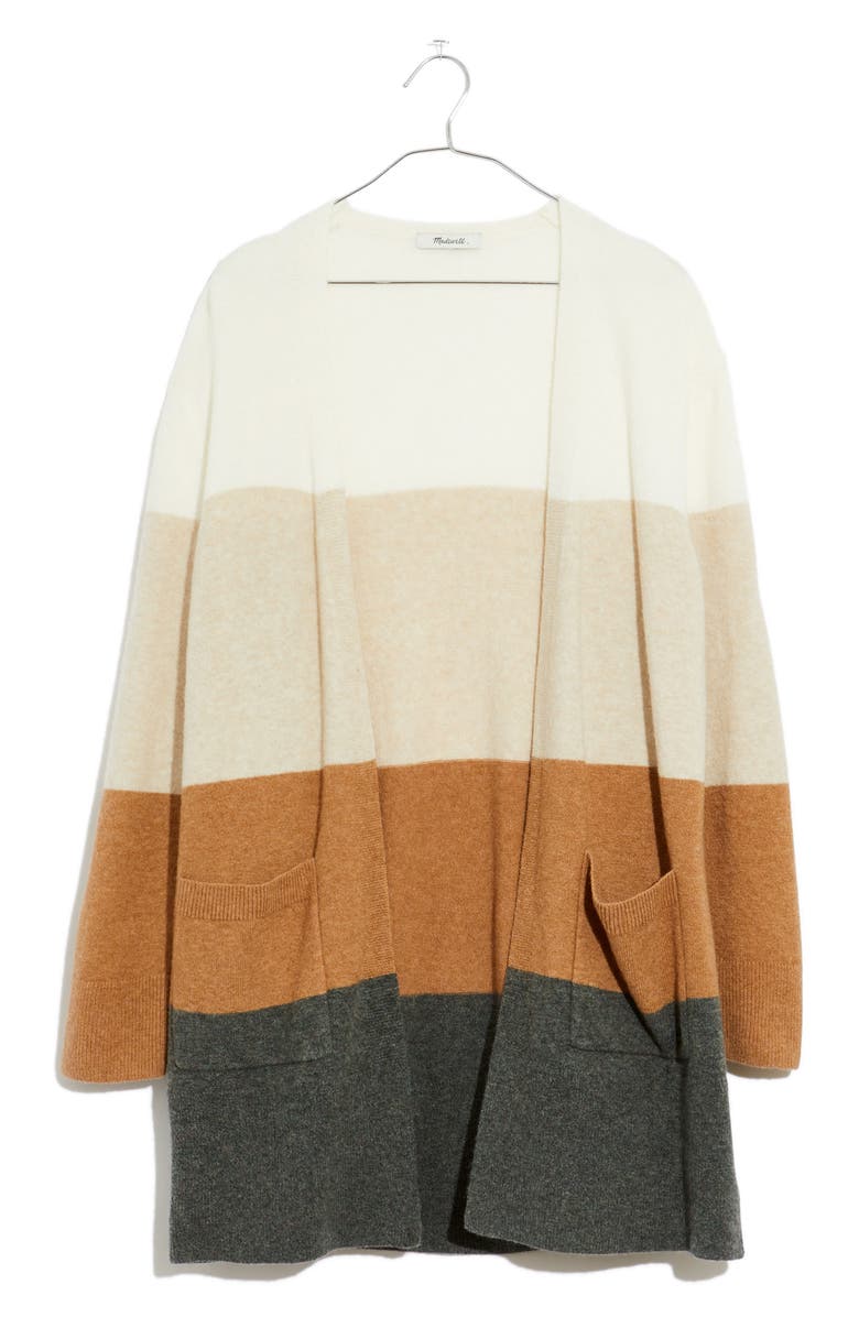 Madewell Kent Colorblock Cardigan, Alternate, color, Antique Cream