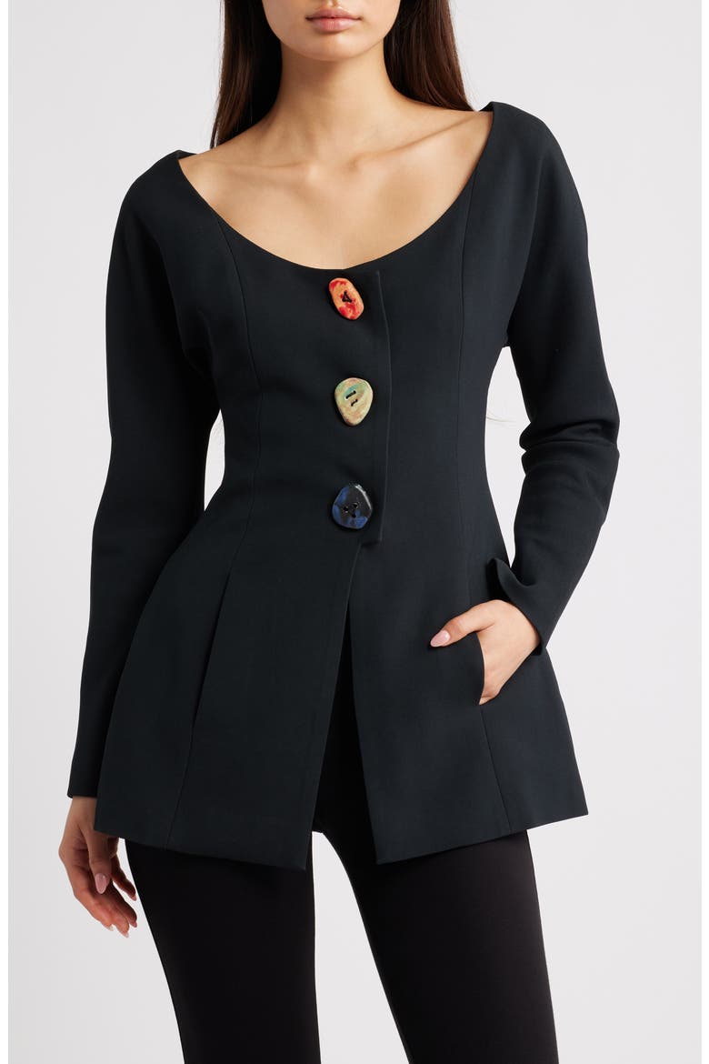 Wedding Button Blazer, Main, color, BLACK