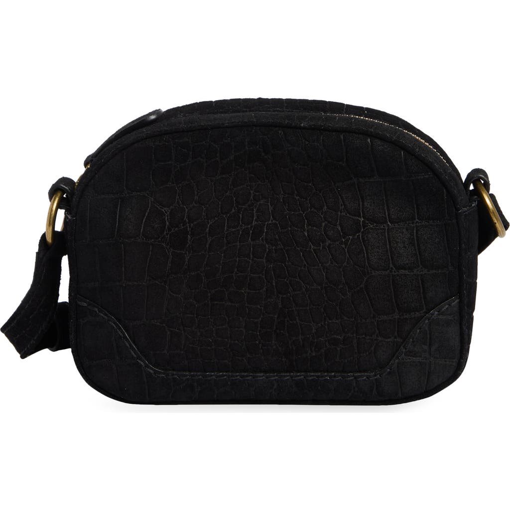 Frye Melissa Croc Embossed Camera Bag In Black