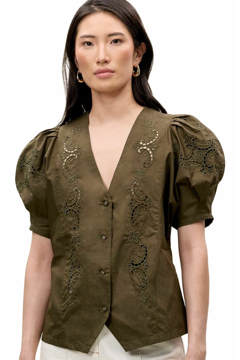 Raquel Twill Shirt, Alternate, color, OLIVE