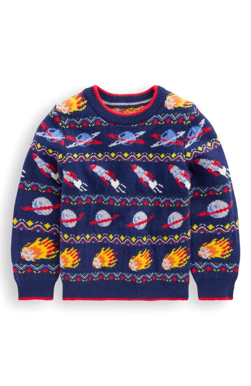Mini Boden Kids' Outer Space Fair Isle Crewneck Sweater In Multi