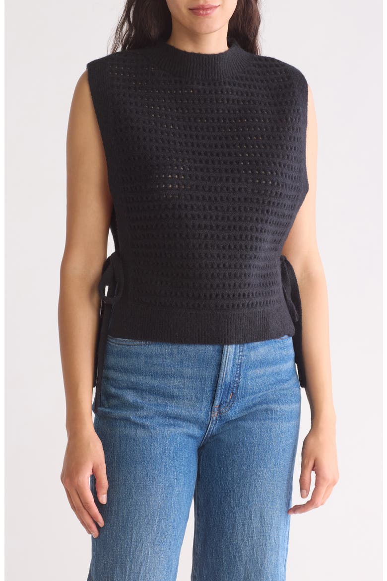 Mock Neck Sweater Vest, Main, color, BLACK