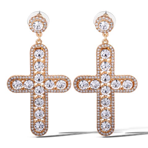 Crystal Cross Drop Earrings