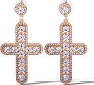 Jessica Simpson Crystal Cross Drop Earrings