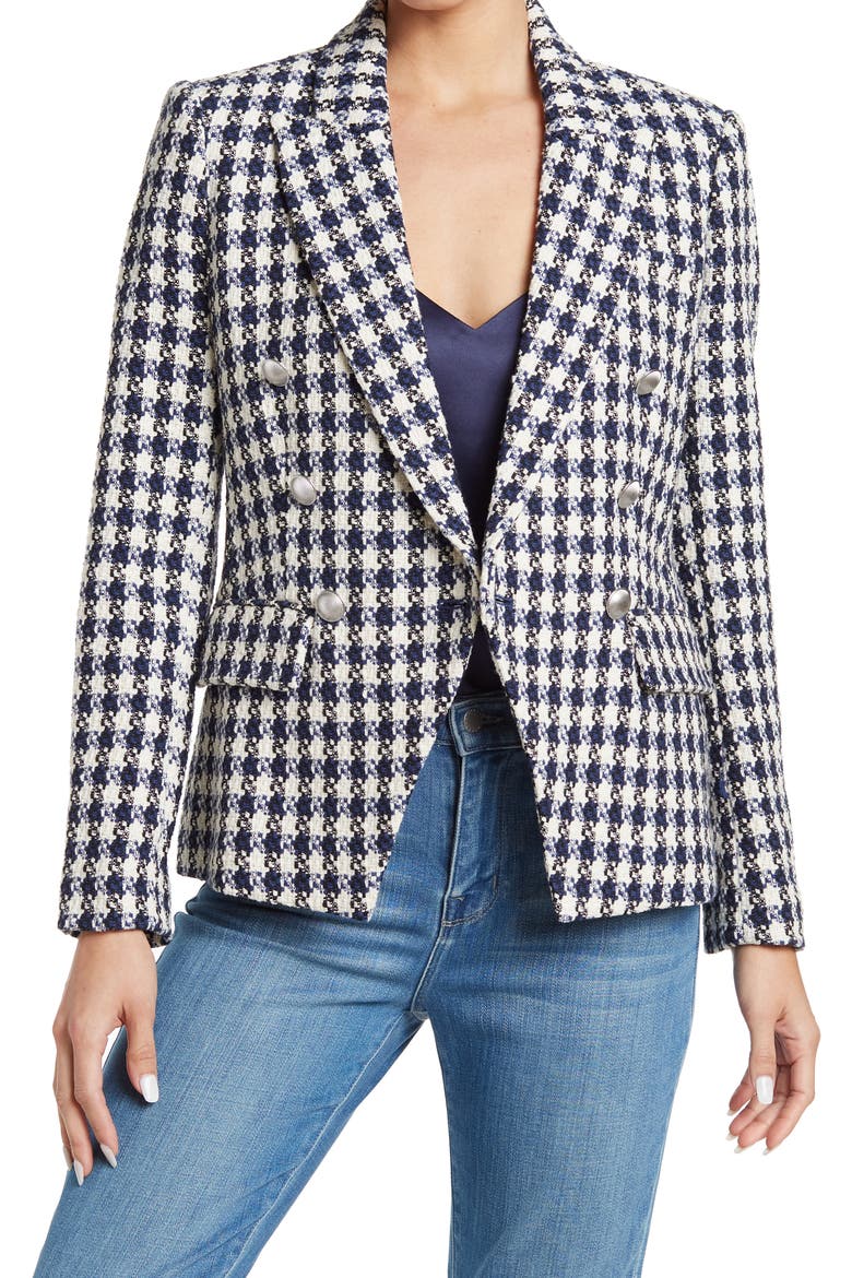 LAGENCE Kenzie Double Breated Blazer, Main, color, NAVY/ IVORY TWEED