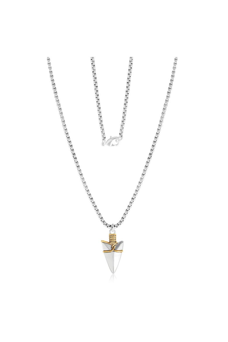 Brass Two Tone Arrowhead Necklace, Alternate, color, silver, gold