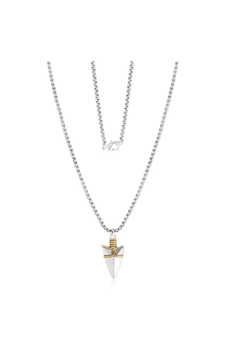 Lucky Brand Brass Two Tone Arrowhead Necklace, Alternate, color, Silver, Gold