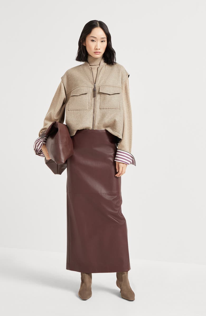 Brunello Cucinelli Long column skirt, Alternate, color, Burgundy