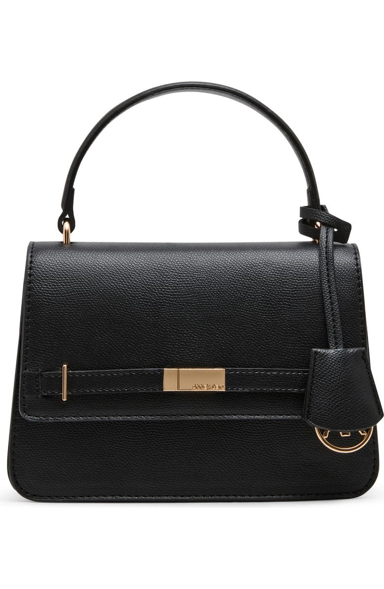 Anne Klein Belt Frame Satchel, Main, color, Black
