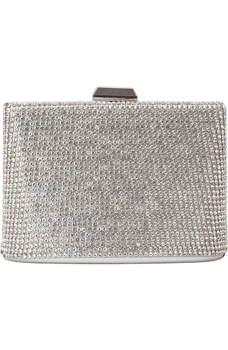 Forever & Always Shoes Marla Evening Clutch, Main, color, Silver Glitter Sequins