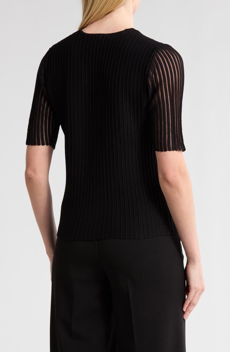 DKNY Short Sleeve Zip Front Ribbed Cardigan, Alternate, color,