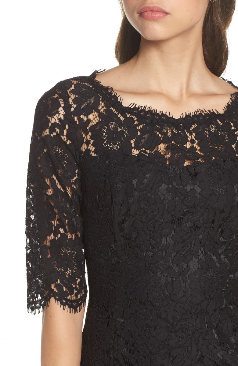 Eliza J Lace Fit & Flare Cocktail Dress, Alternate, color, 