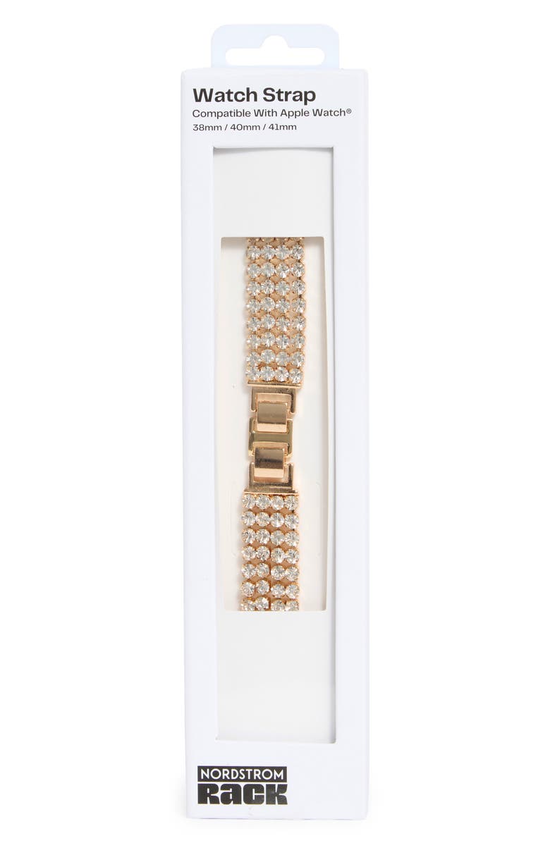 NORDSTROM RACK Crystal Chain Apple Watch<sup>®</sup> Watchband, Alternate, color, Clear- Gold