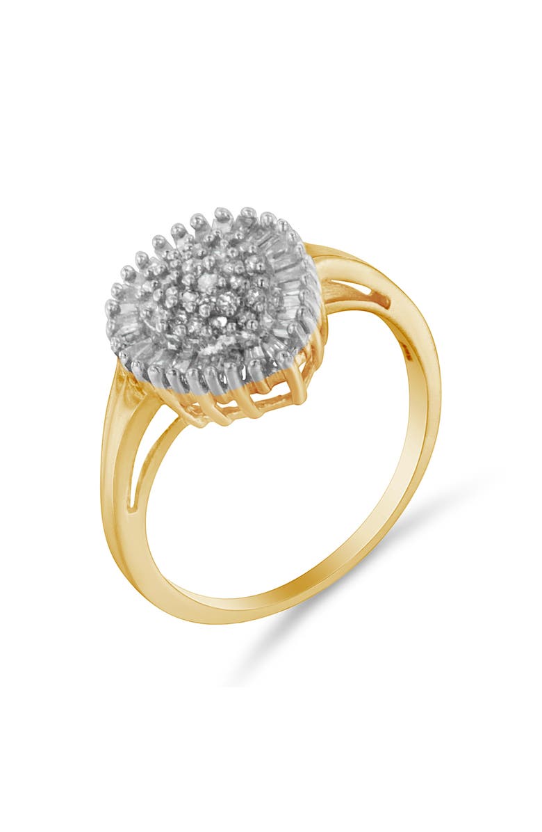Haus of Brilliance 10K Gold 1/2 Cttw Diamond Domed Pavé Cluster Halo Cocktail Ring, Alternate, color, Yellow Gold
