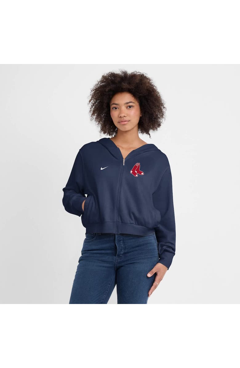Nike Women's Nike Navy Boston Red Sox Cropped Chill Full-Zip Hoodie, Alternate, color, Navy