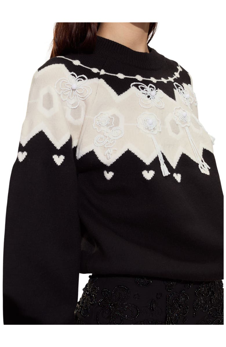 Cynthia Rowley Milei Beaded Sweater, Main, color, Black/White