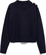 MANGO Button Shoulder Mock Neck Sweater