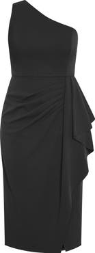 City Chic Priyanka Ruffle One-Shoulder Midi Dress