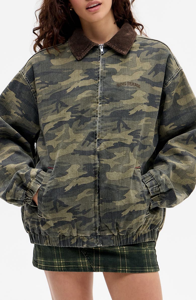 BDG Urban Outfitters Camo Dex Zip Jacket, Main, color, Green