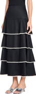 SANDRO Long ruffled rhinestone skirt