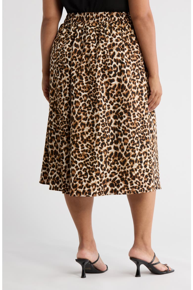 Leopard Print Flared Midi Skirt, Alternate, color, CHOCOLATE