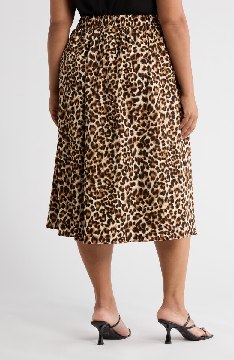 Renee C Leopard Print Flared Midi Skirt, Alternate, color, Chocolate