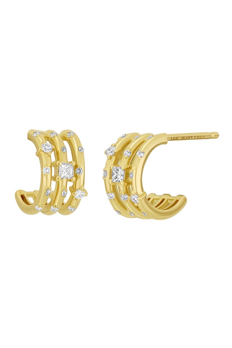 Solstice Diamond Triple Hoop Earrings, Main, color, 18K YELLOW GOLD