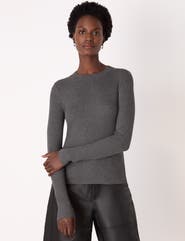 Whistles Essential Ribbed Crew Long Sleeve Top