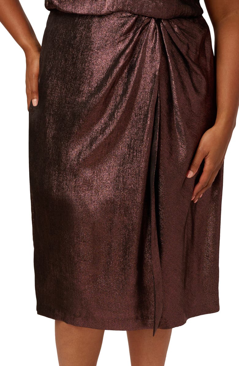 Adrianna Papell Metallic Sleeveless Cocktail Midi Dress, Alternate, color, Blackened Red