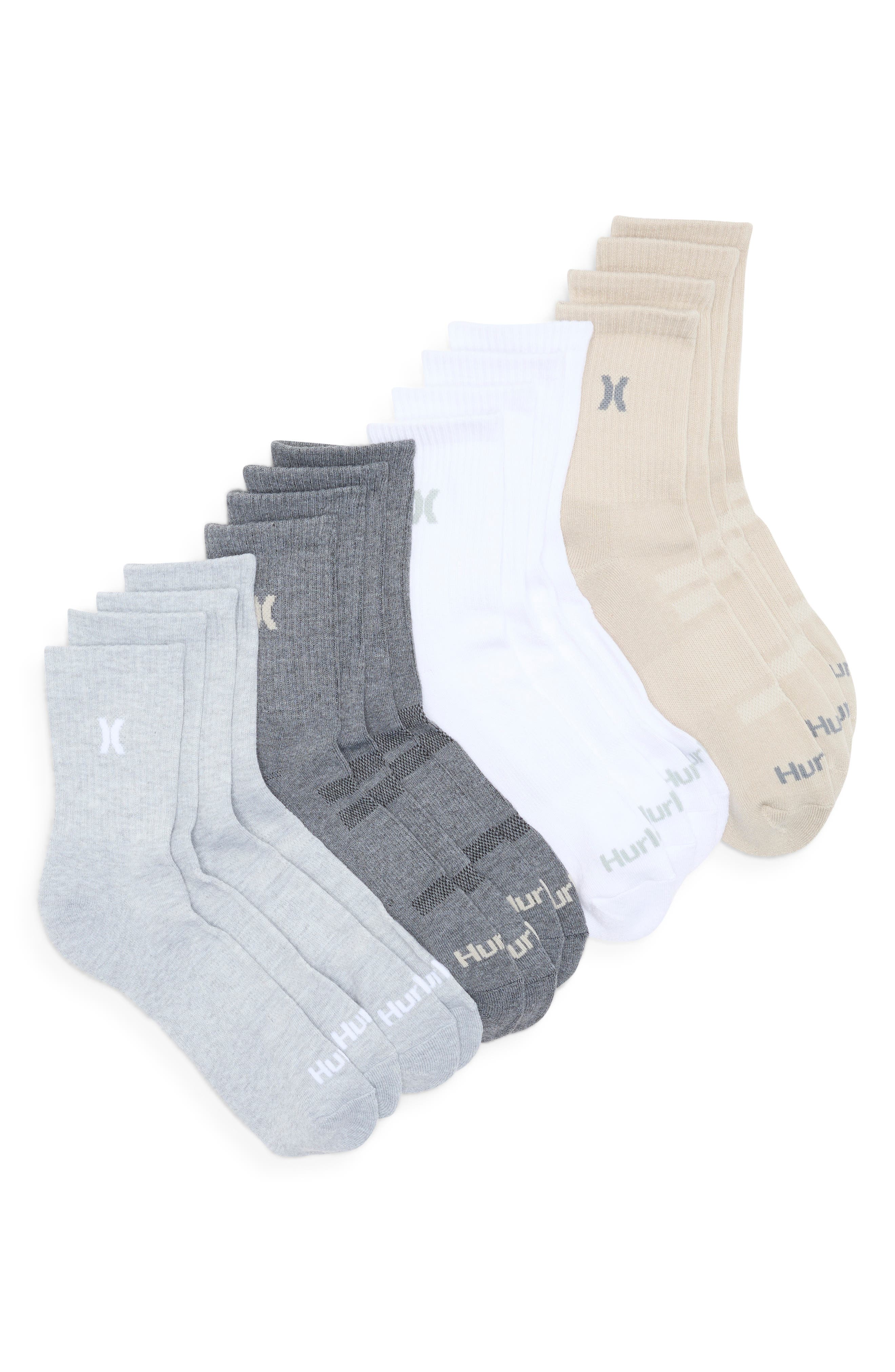 Hurley 8-Pack Terry Quarter Cut Socks