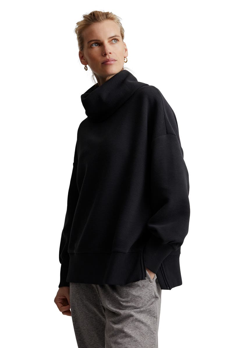 Varley Milton Cowl Neck Sweatshirt, Alternate, color, Black